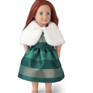 18" Standard Doll Dress Cape Green Metalic Stripe